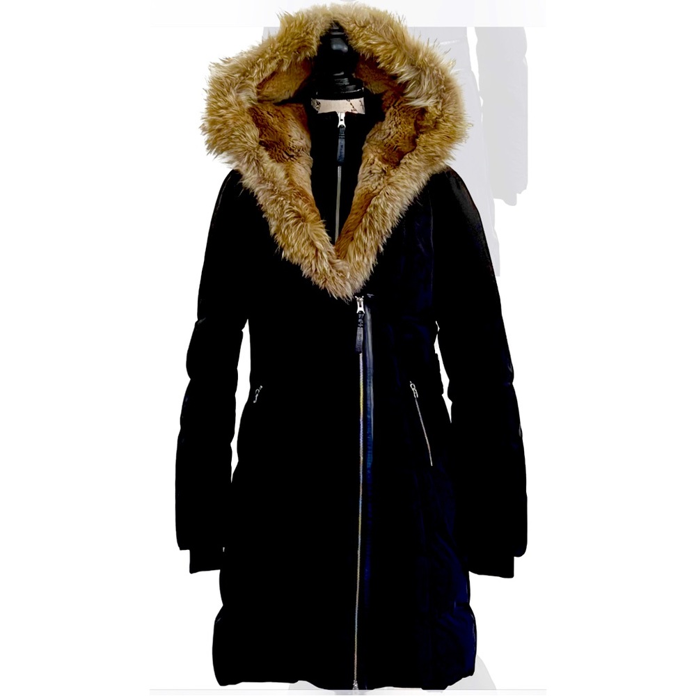 Stylish tailored Mackage puffer coat. Hood is lined and edged in genuine fur.